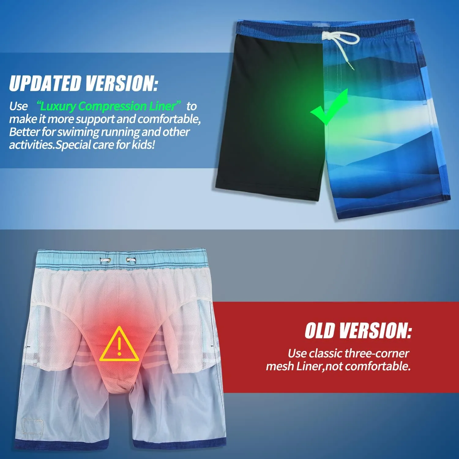 LUCOWEE Boys Swim Bathing Trunks Soft Compression Liner no-Chafing Swimming Shorts Quick Dry Light UPF 50  Quality Swimsuit