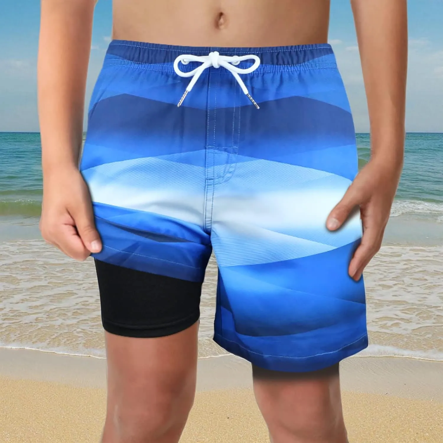 LUCOWEE Boys Swim Bathing Trunks Soft Compression Liner no-Chafing Swimming Shorts Quick Dry Light UPF 50  Quality Swimsuit
