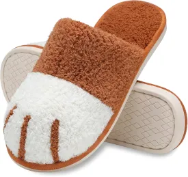 MAXTOP Women's Cat Paw Cozy Slippers Warm Gifts for Women Men with Memory Foam Trendy Cute Fuzzy Winter House Shoes Indoor Outdoor