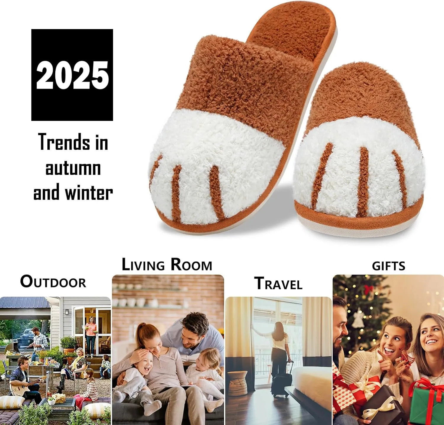 MAXTOP Women's Cat Paw Cozy Slippers Warm Gifts for Women Men with Memory Foam Trendy Cute Fuzzy Winter House Shoes Indoor Outdoor