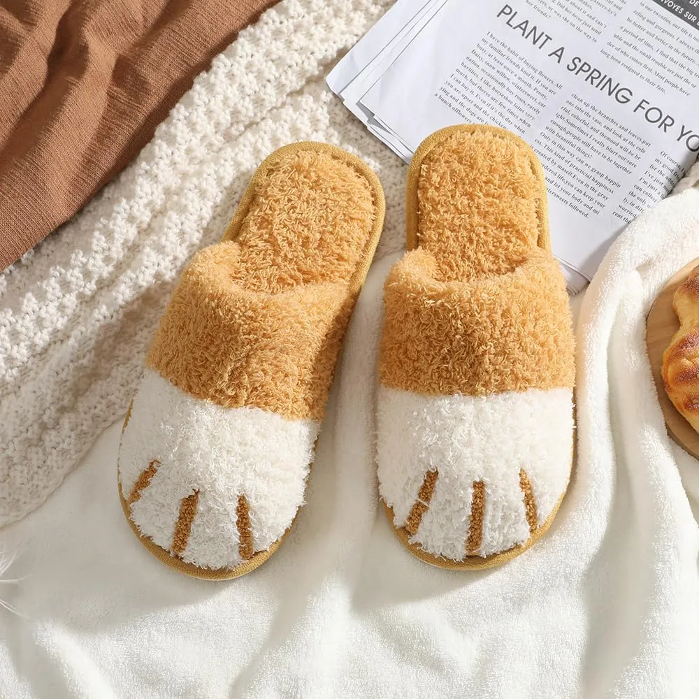 MAXTOP Women's Cat Paw Cozy Slippers Warm Gifts for Women Men with Memory Foam Trendy Cute Fuzzy Winter House Shoes Indoor Outdoor