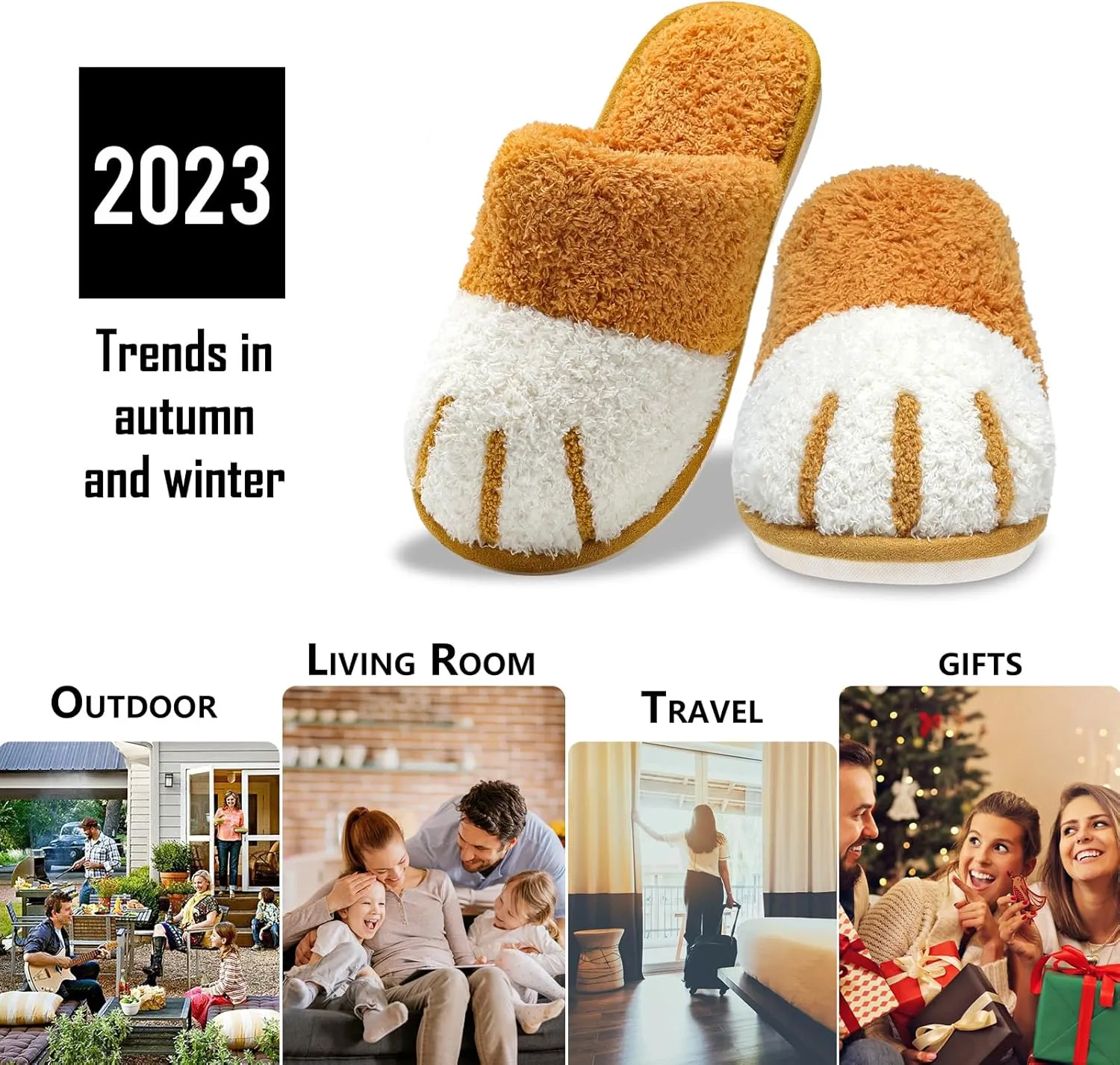 MAXTOP Women's Cat Paw Cozy Slippers Warm Gifts for Women Men with Memory Foam Trendy Cute Fuzzy Winter House Shoes Indoor Outdoor