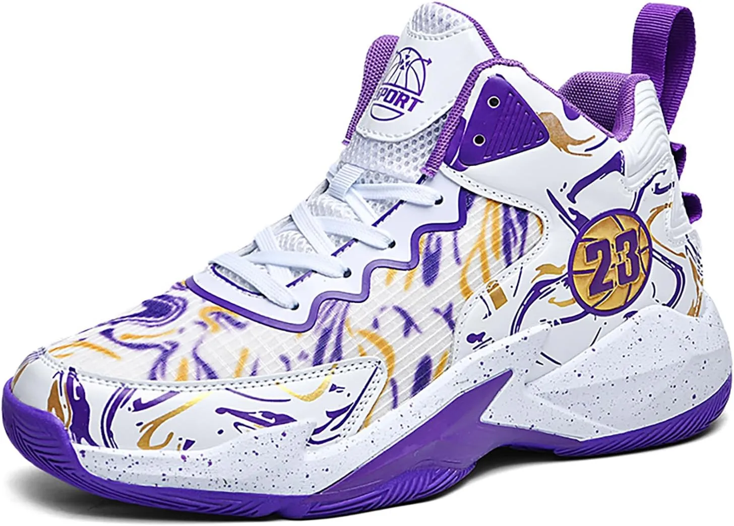 Men's Basketball Shoes No-Slip Breathable Outdoor Shoes for Women Fashion Graffiti Training Shoes