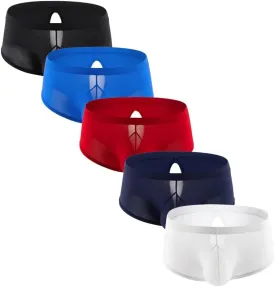 Men's Ice Silk Solid Color Short Leg Boxer Briefs Underwear Breathable Stretch Boxer Trunks