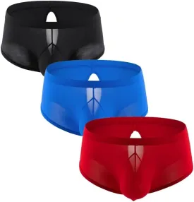 Men's Ice Silk Solid Color Short Leg Boxer Briefs Underwear Breathable Stretch Boxer Trunks