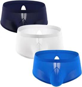 Men's Ice Silk Solid Color Short Leg Boxer Briefs Underwear Breathable Stretch Boxer Trunks