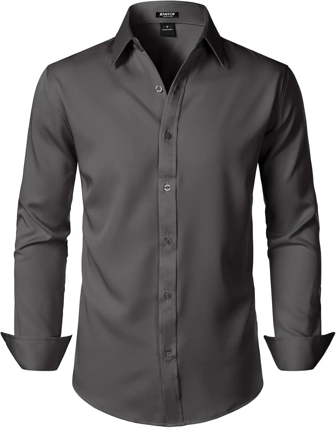 Men's Stretch Soft Slim Fit Dress Shirts Long Sleeve Formal Wedding Business Casual Button Down Shirt