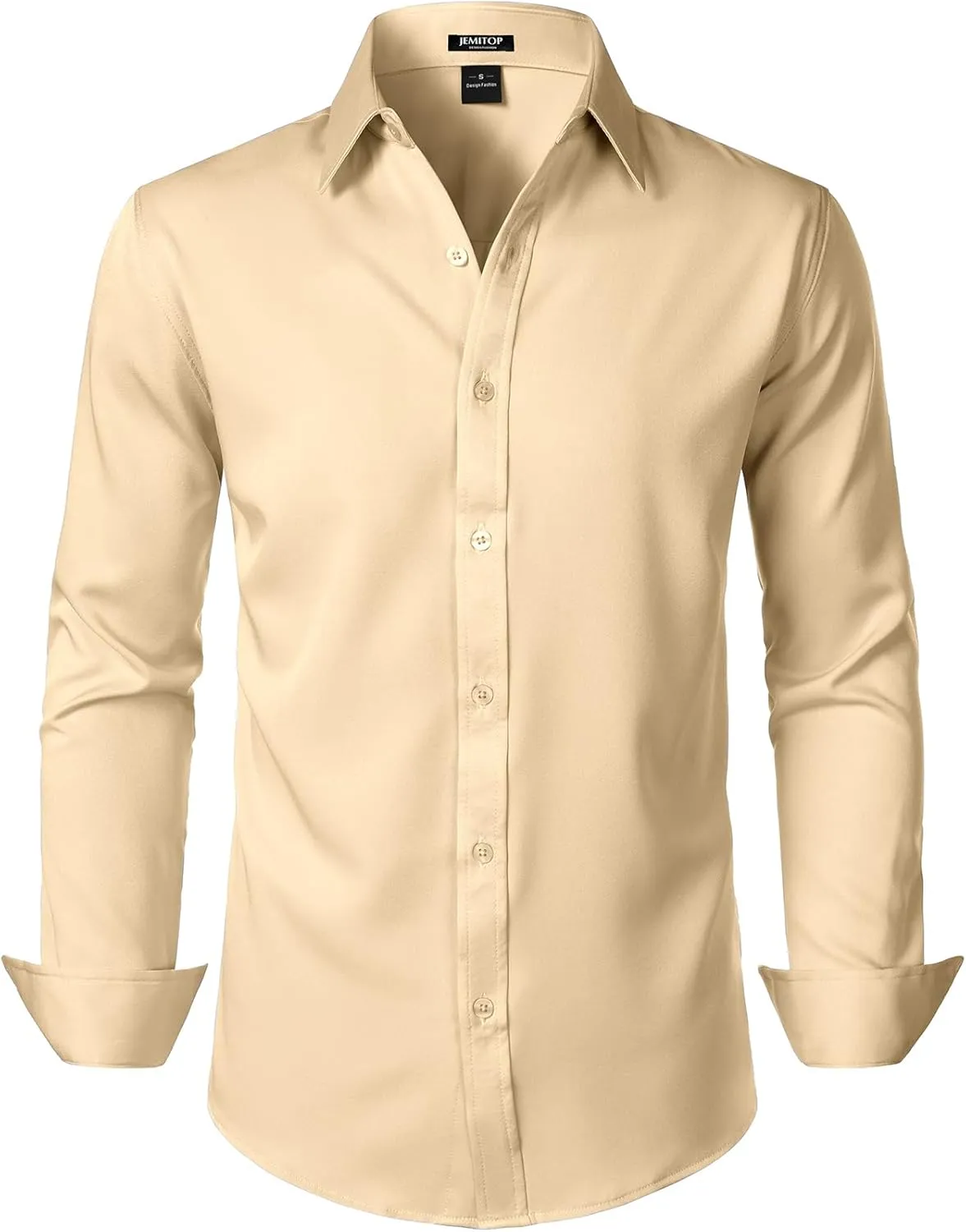 Men's Stretch Soft Slim Fit Dress Shirts Long Sleeve Formal Wedding Business Casual Button Down Shirt
