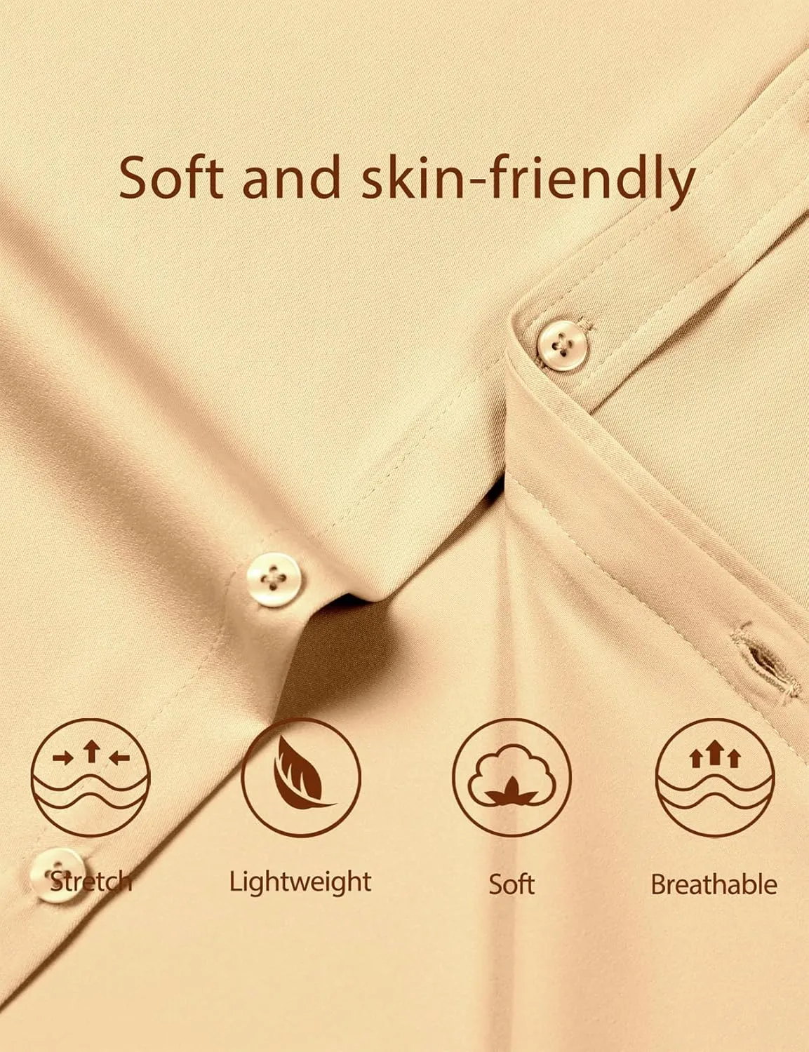 Men's Stretch Soft Slim Fit Dress Shirts Long Sleeve Formal Wedding Business Casual Button Down Shirt