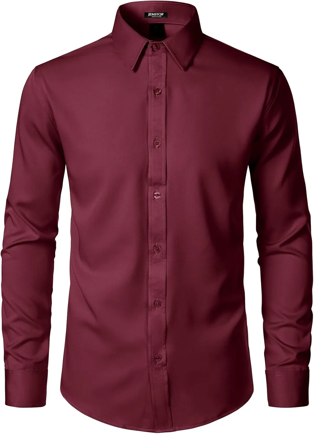 Men's Stretch Soft Slim Fit Dress Shirts Long Sleeve Formal Wedding Business Casual Button Down Shirt