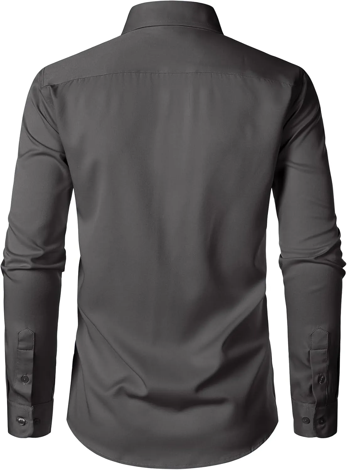 Men's Stretch Soft Slim Fit Dress Shirts Long Sleeve Formal Wedding Business Casual Button Down Shirt