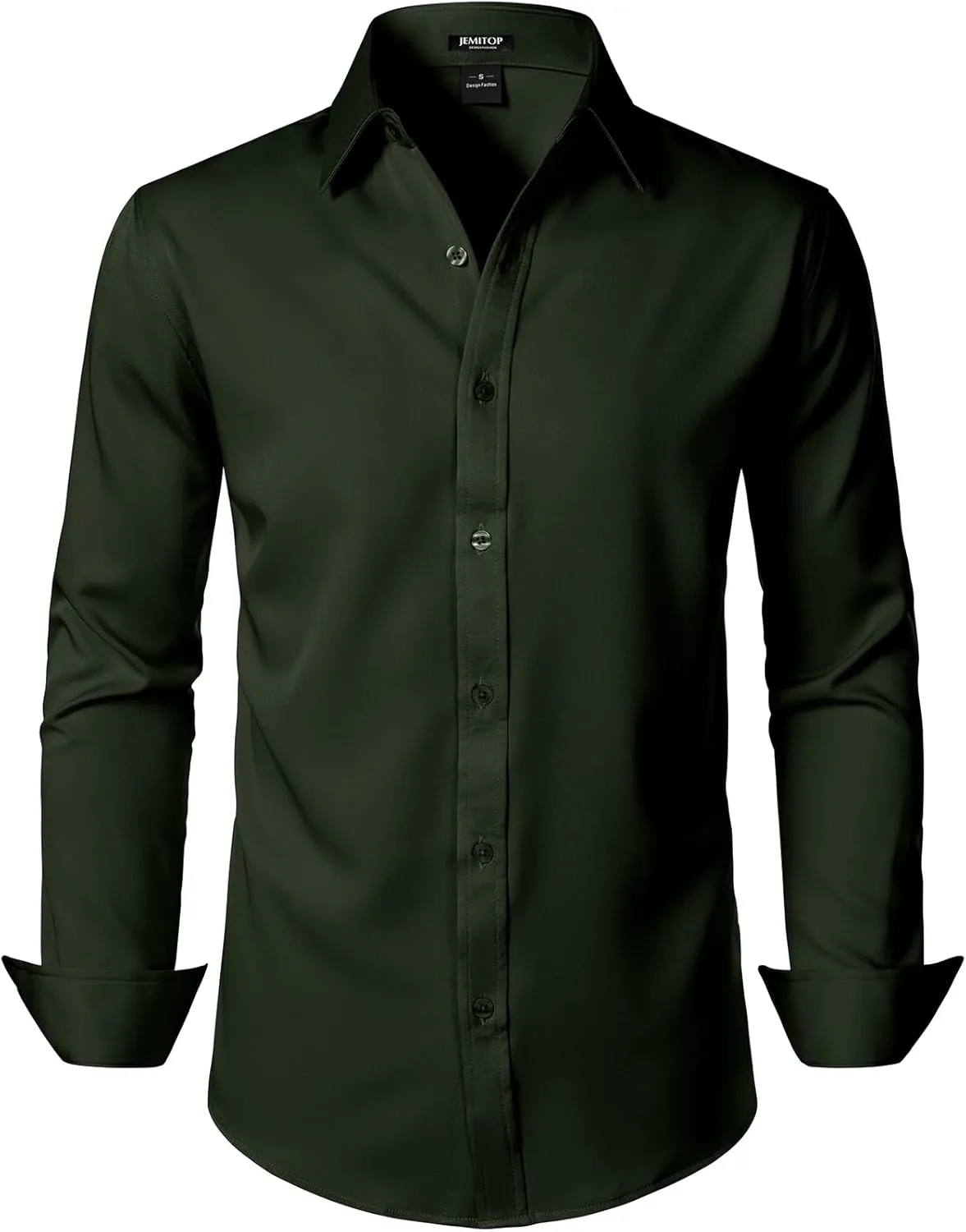 Men's Stretch Soft Slim Fit Dress Shirts Long Sleeve Formal Wedding Business Casual Button Down Shirt