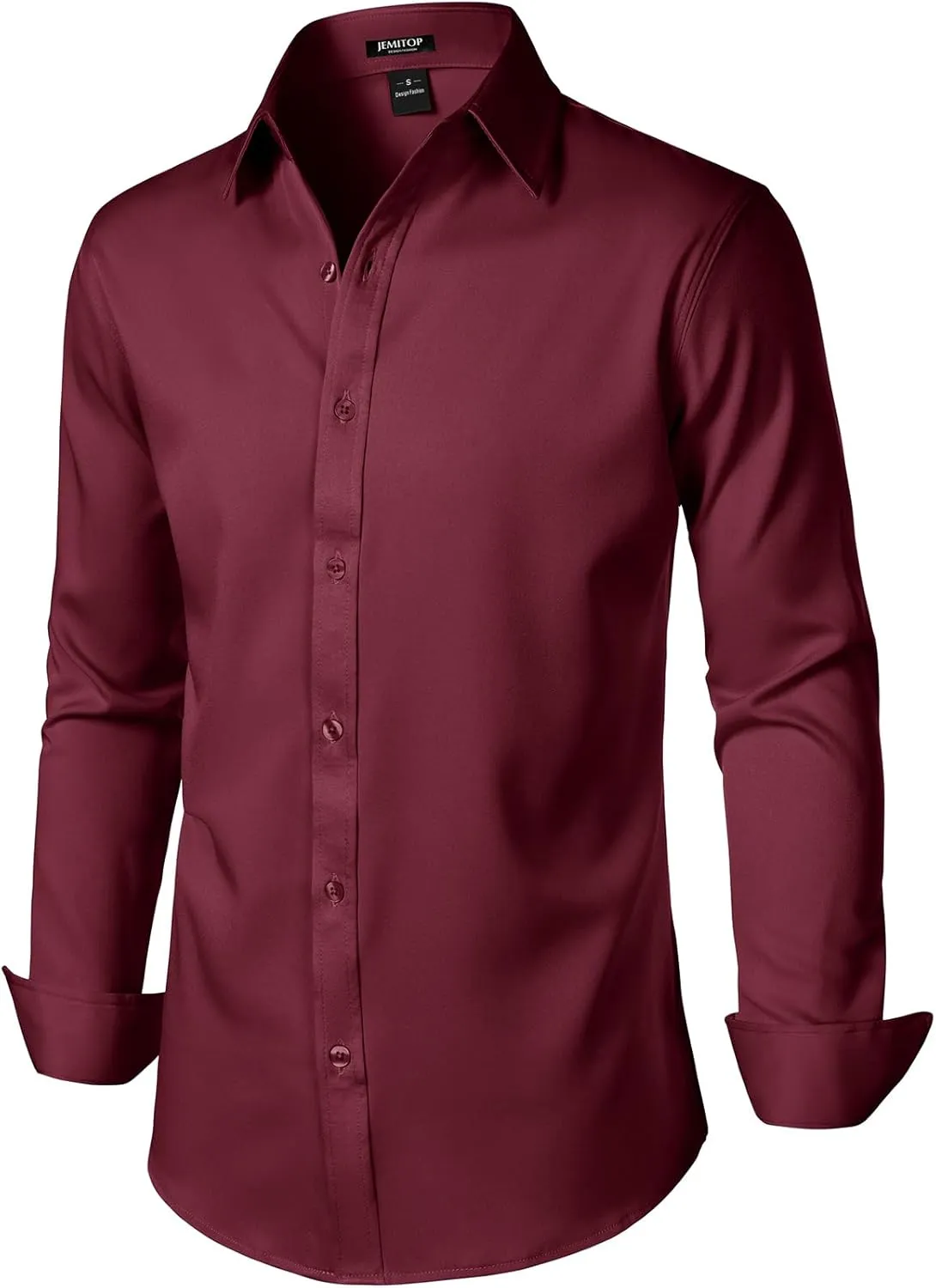 Men's Stretch Soft Slim Fit Dress Shirts Long Sleeve Formal Wedding Business Casual Button Down Shirt