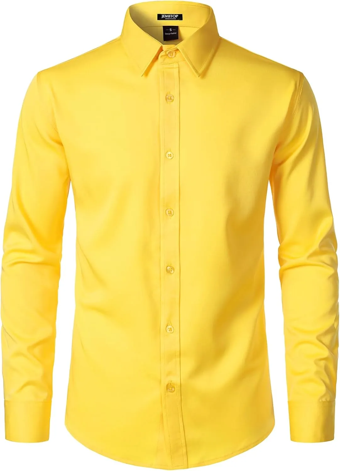 Men's Stretch Soft Slim Fit Dress Shirts Long Sleeve Formal Wedding Business Casual Button Down Shirt