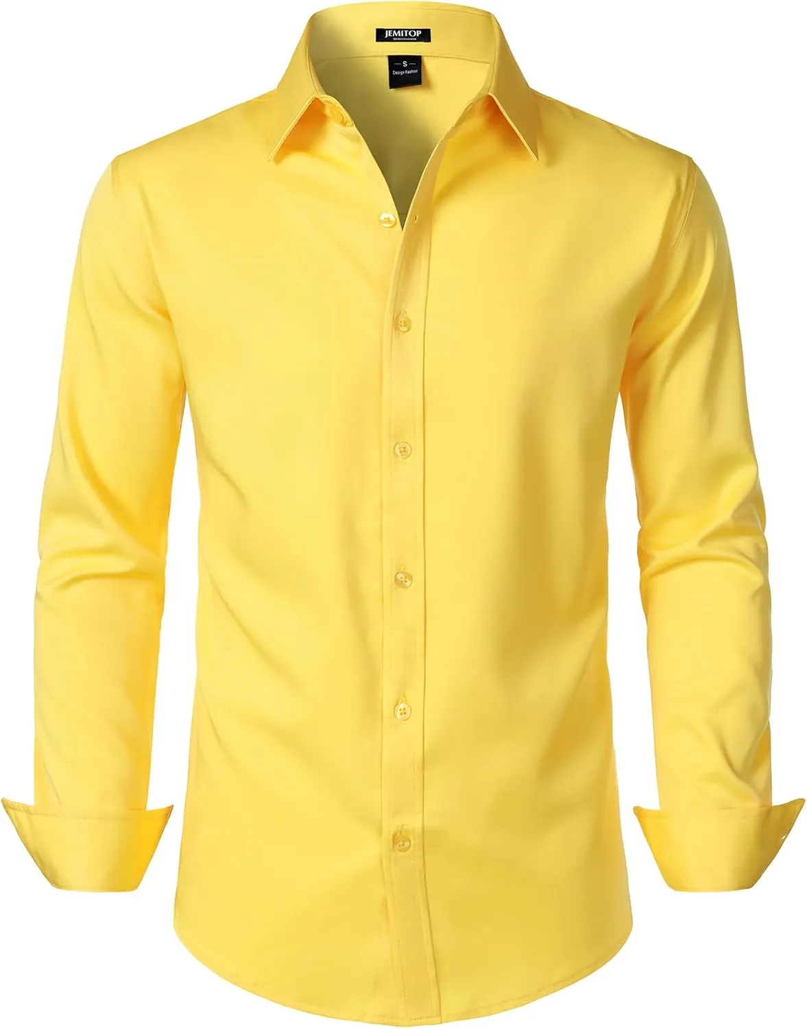 Men's Stretch Soft Slim Fit Dress Shirts Long Sleeve Formal Wedding Business Casual Button Down Shirt