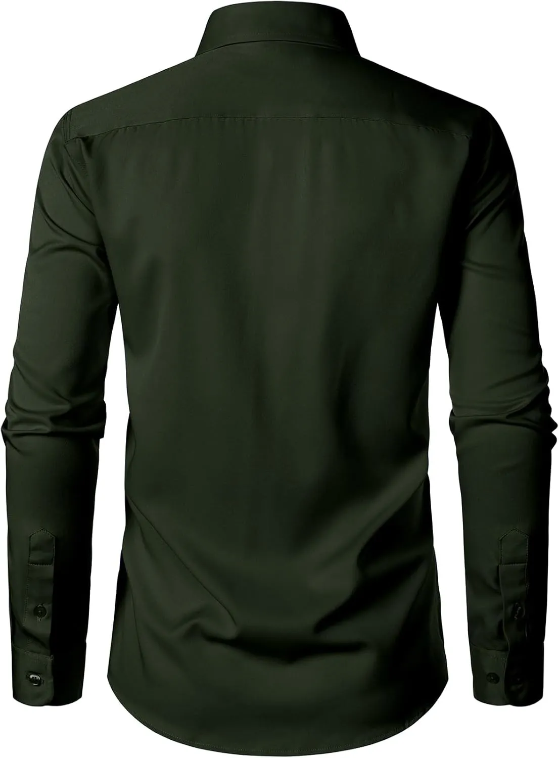 Men's Stretch Soft Slim Fit Dress Shirts Long Sleeve Formal Wedding Business Casual Button Down Shirt