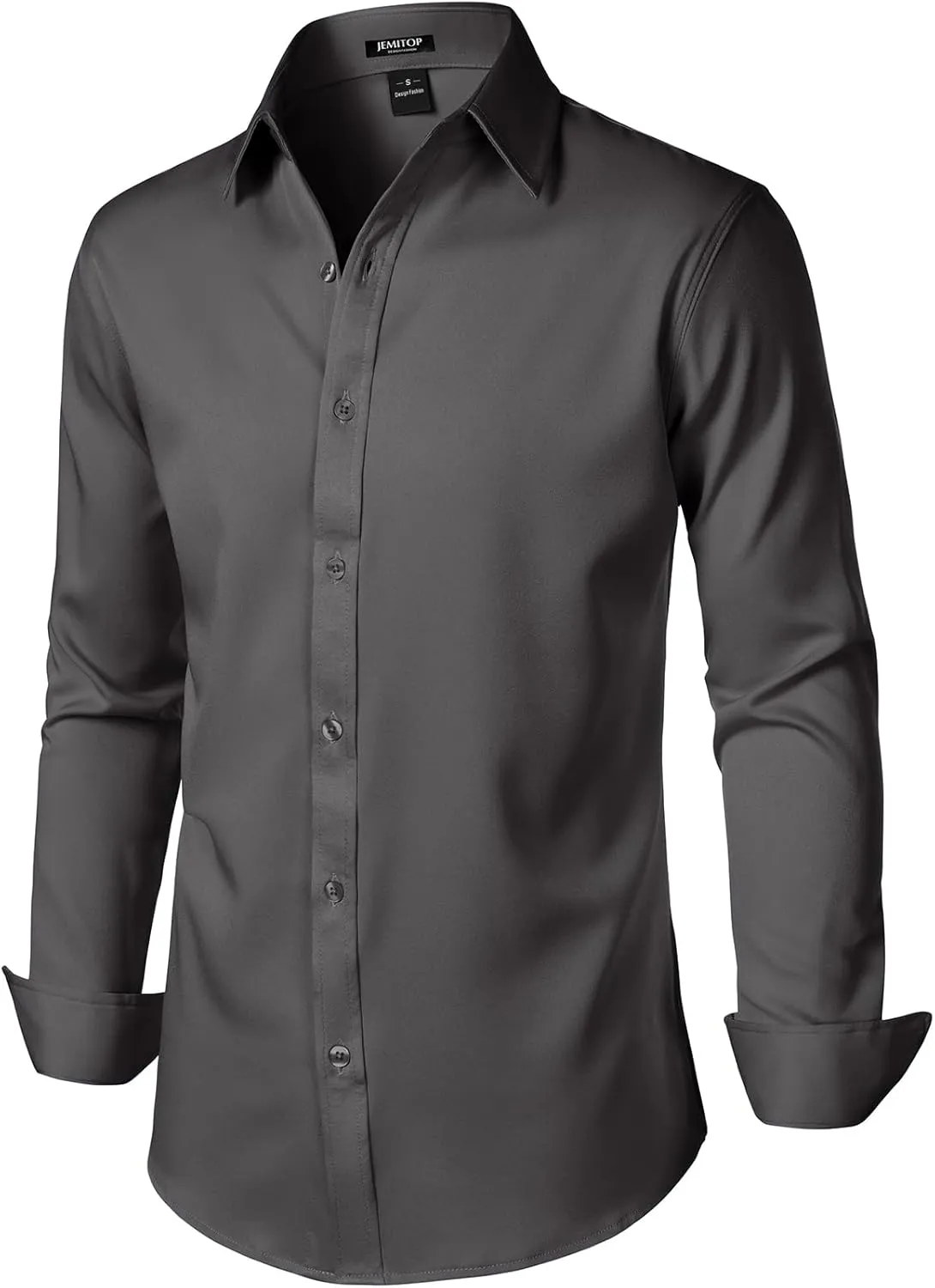 Men's Stretch Soft Slim Fit Dress Shirts Long Sleeve Formal Wedding Business Casual Button Down Shirt