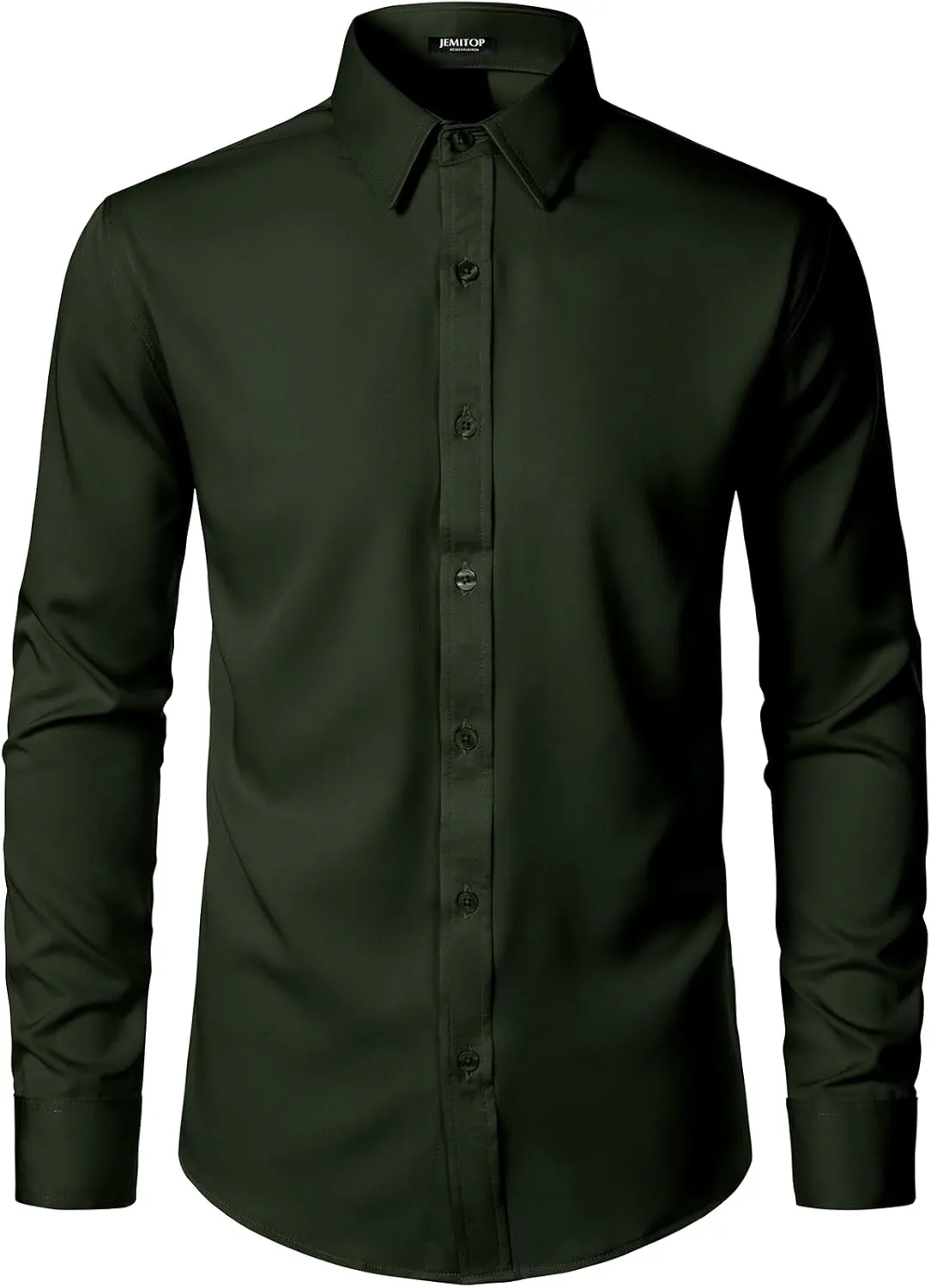 Men's Stretch Soft Slim Fit Dress Shirts Long Sleeve Formal Wedding Business Casual Button Down Shirt