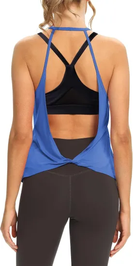 Mippo Womens Open Back Workout Tops Sleeveless Halter Gym Athletic Tank Tops Loose Fit