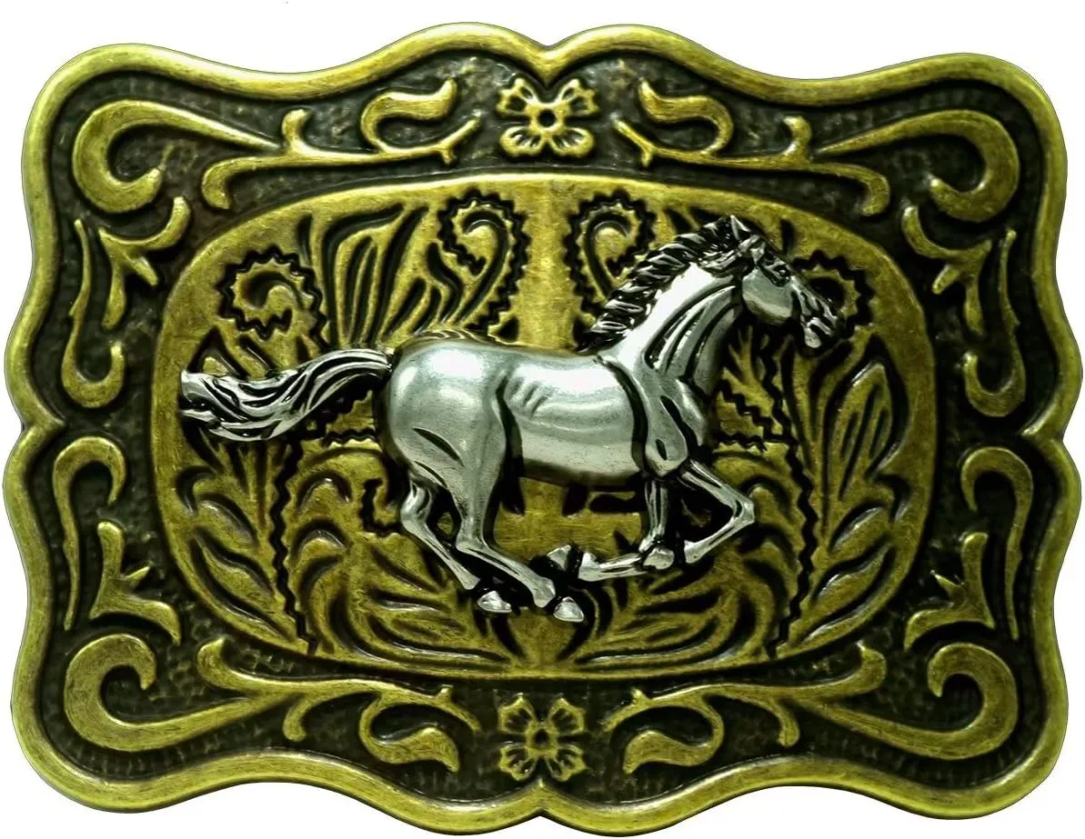 Moranse Religion Cross Cowboy Kneeling Prayer And Horse Design Belt Buckles