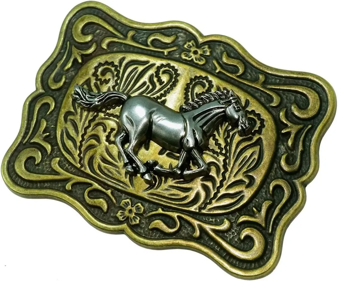 Moranse Religion Cross Cowboy Kneeling Prayer And Horse Design Belt Buckles
