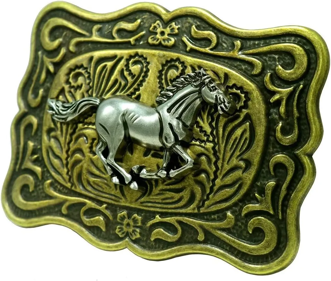 Moranse Religion Cross Cowboy Kneeling Prayer And Horse Design Belt Buckles