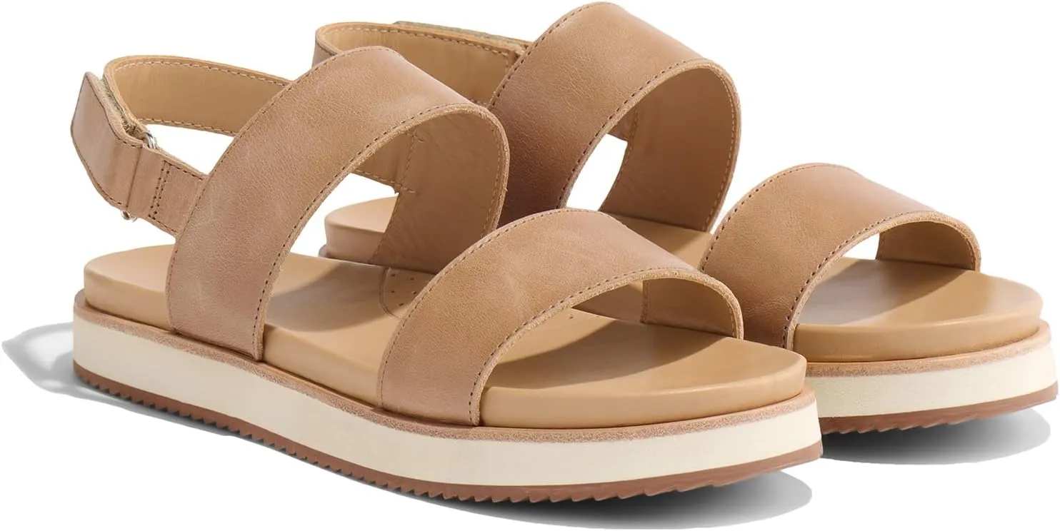 Nisolo Women's Go-To Flatform Sandals, Summer/Spring Casual, 1" Added Height, Soft Interior Lining, Memory Foam Insoles for Comfort, Easy Hook & Loop Closure, True to Size