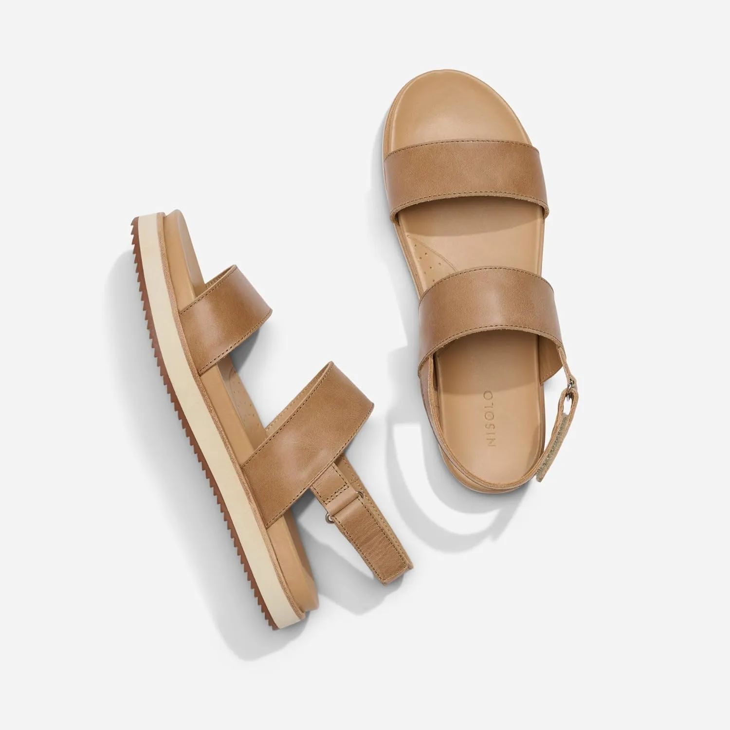 Nisolo Women's Go-To Flatform Sandals, Summer/Spring Casual, 1" Added Height, Soft Interior Lining, Memory Foam Insoles for Comfort, Easy Hook & Loop Closure, True to Size