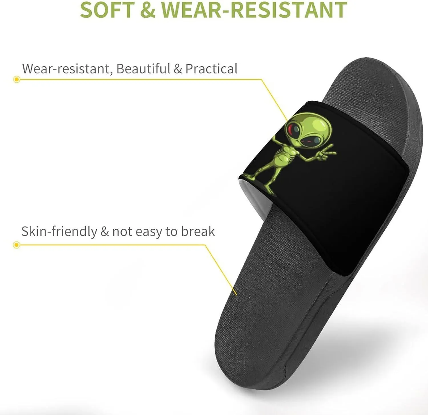 Peace Alien PVC Home Slippers Non-Slip Shower Shoes Casual Bathroom Slippers for Women Men