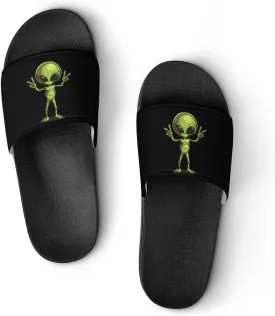 Peace Alien PVC Home Slippers Non-Slip Shower Shoes Casual Bathroom Slippers for Women Men