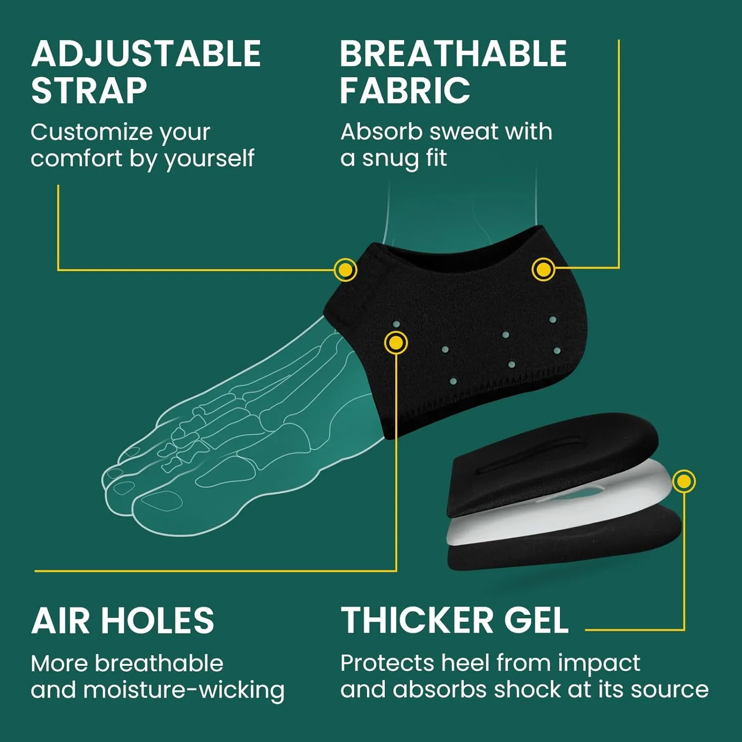 Plantar Fasciitis Gel Heel Protectors - Welnove Heel Cups for Women Men Heels Spur Pain Relief - Heel Inserts Pads for Achilles Tendonitis Dry Cracked Heel Support Cushion(W 9.5-13 / M 8.5-14)