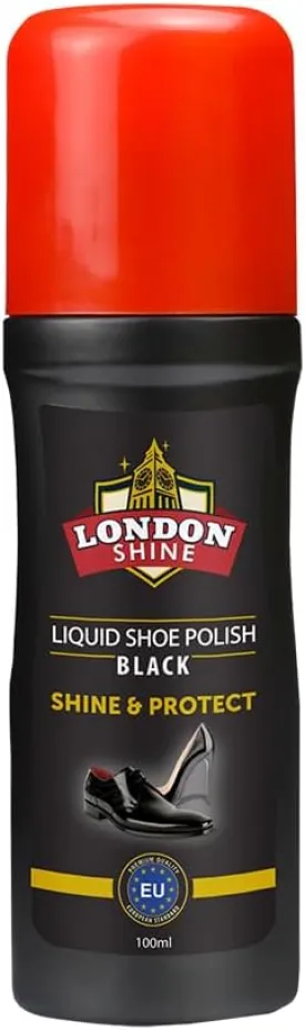 Premium Black Color Shine Liquid Shoe Polish 100ml / 3.38 fl. oz. High Quality Instant Shoe Shine.
