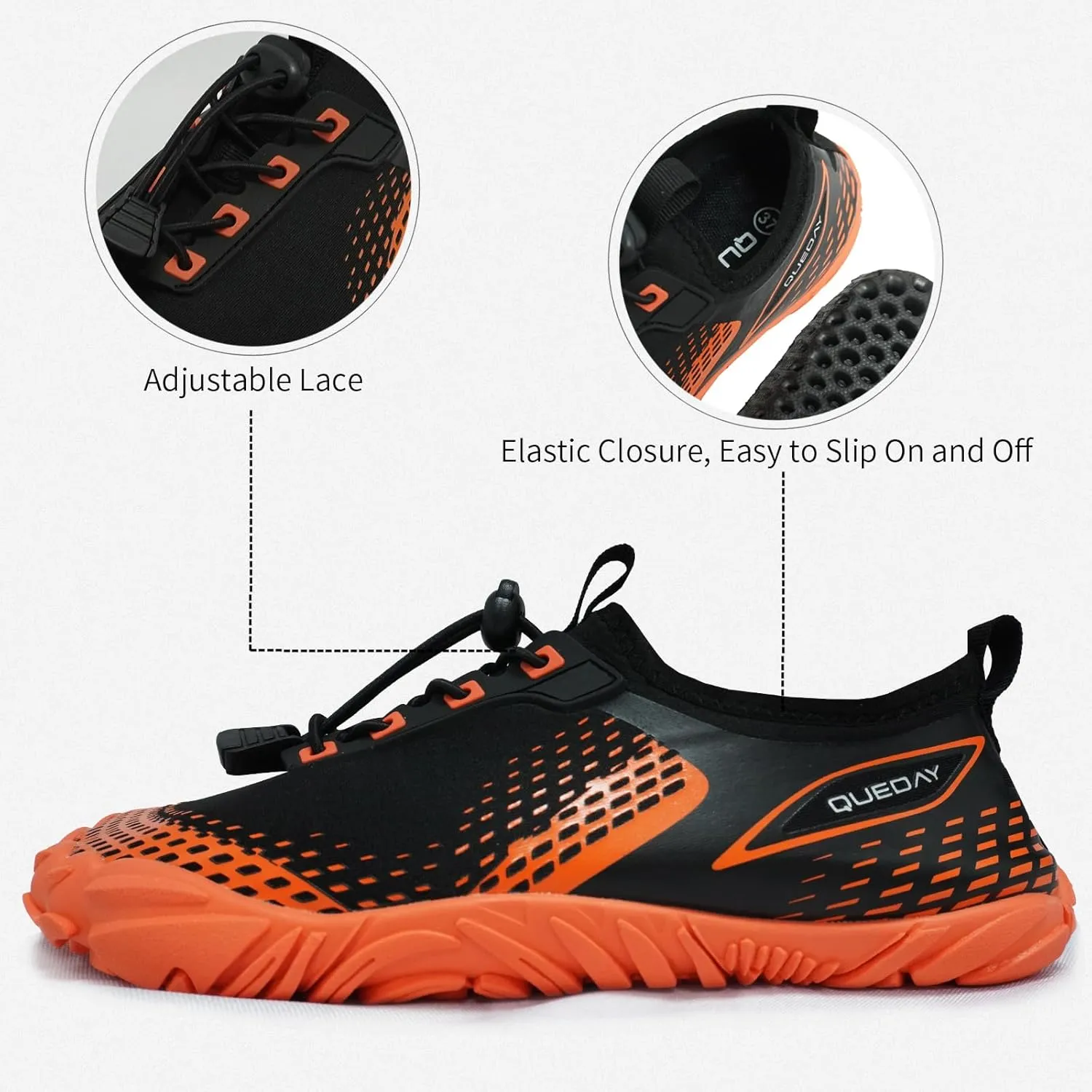 Queday Water Shoes for Women Men Quick Dry Barefoot Shoes Athletic Lightweight Sports Aqua Socks Outdoor Swim Fishing Hiking Diving Surf Walking Kayaking