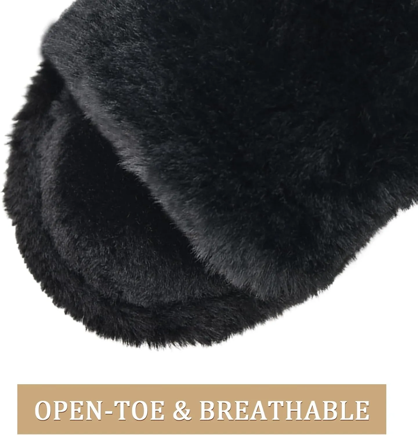 Rosoz Women's Soft Plush Fuzzy Slippers Memory Foam Anti-Skid Sole House Shoes Indoor Outdoor Open Toe Sandals