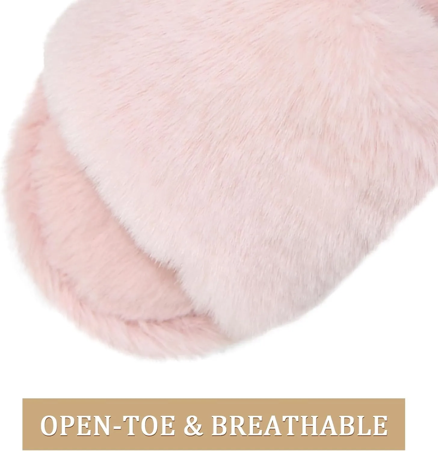 Rosoz Women's Soft Plush Fuzzy Slippers Memory Foam Anti-Skid Sole House Shoes Indoor Outdoor Open Toe Sandals