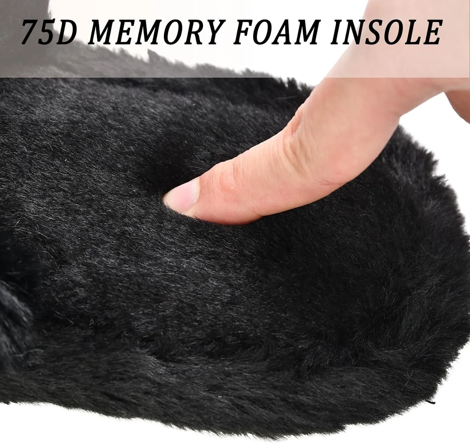 Rosoz Women's Soft Plush Fuzzy Slippers Memory Foam Anti-Skid Sole House Shoes Indoor Outdoor Open Toe Sandals