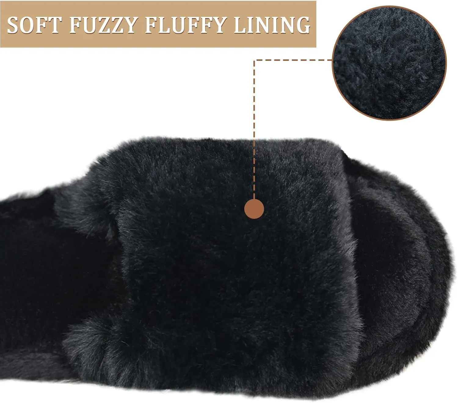Rosoz Women's Soft Plush Fuzzy Slippers Memory Foam Anti-Skid Sole House Shoes Indoor Outdoor Open Toe Sandals