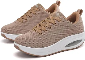 RUIDENG Walking Shoes for Women Air Cushion Nurse Slip Resistant Work Running Sneakers Platform Sneakers Comfortable Rocker Thick-Soled Weight Light
