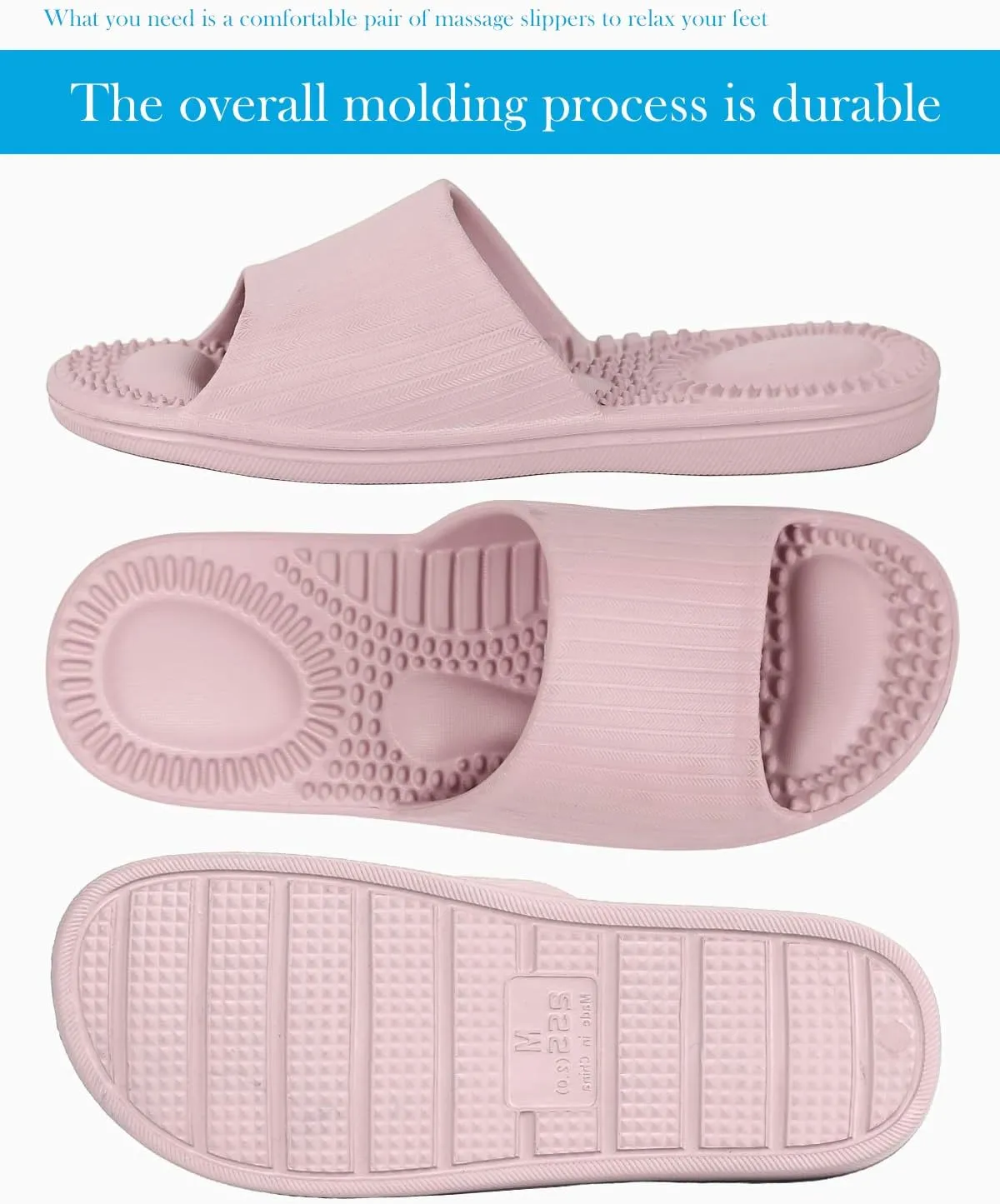 Shower Slipper, Bathroom Non-Slip Slippers, House and Pool Sandals, In-Door Slipper with Massaging Effect