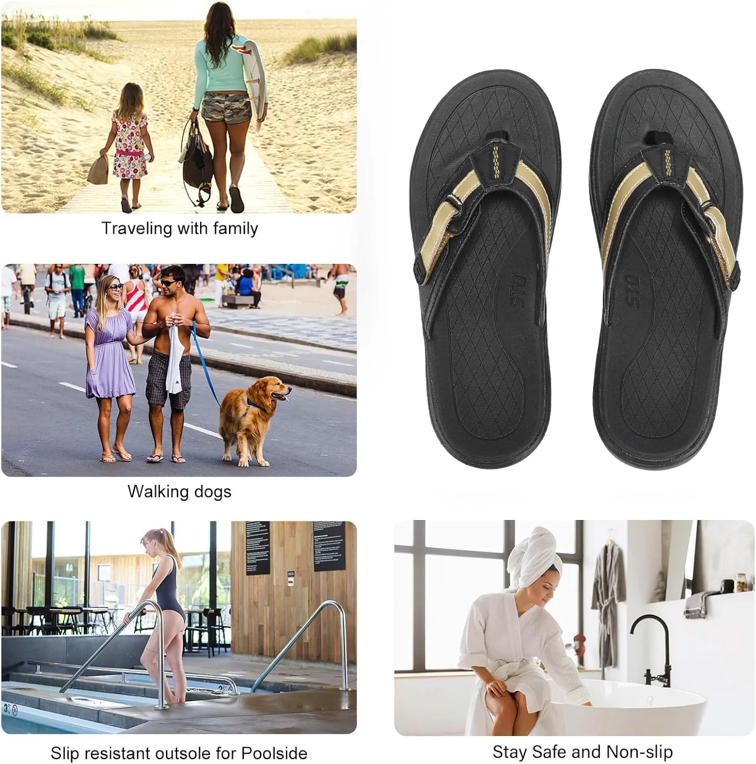 STQ Orthopedic Flip Flops for WomenAdjustable Beach Sandals