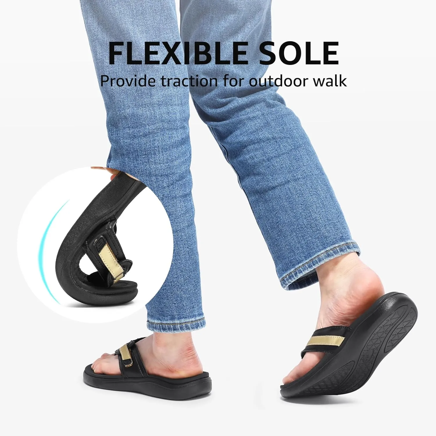 STQ Orthopedic Flip Flops for WomenAdjustable Beach Sandals