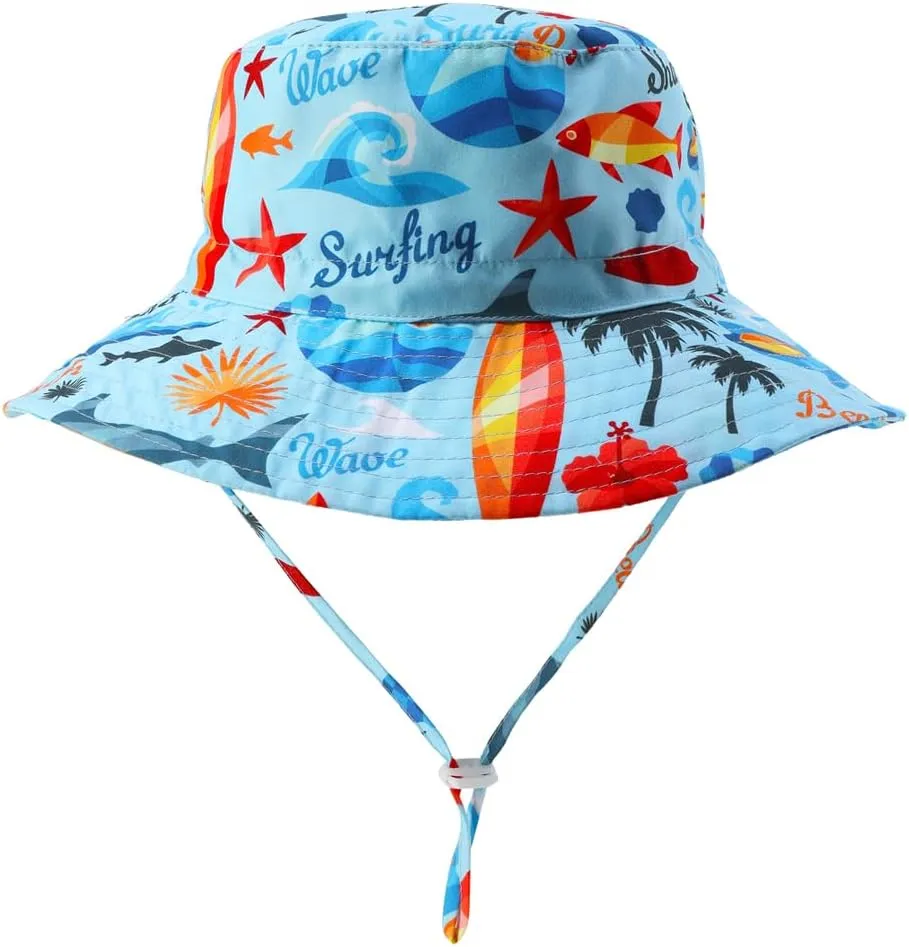 Toddlers and Baby Boys' 3-Piece Swimsuit Trunk and Rashguard Sun Hat Set