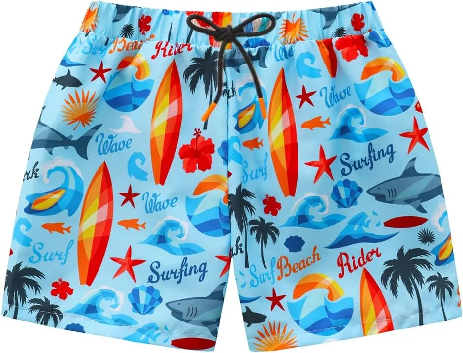Toddlers and Baby Boys' 3-Piece Swimsuit Trunk and Rashguard Sun Hat Set