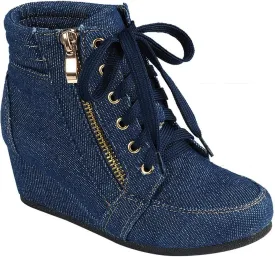 Trends SNJ Women's Fashion Hi Top Wedge Sneakers Ankle Boot Bootie
