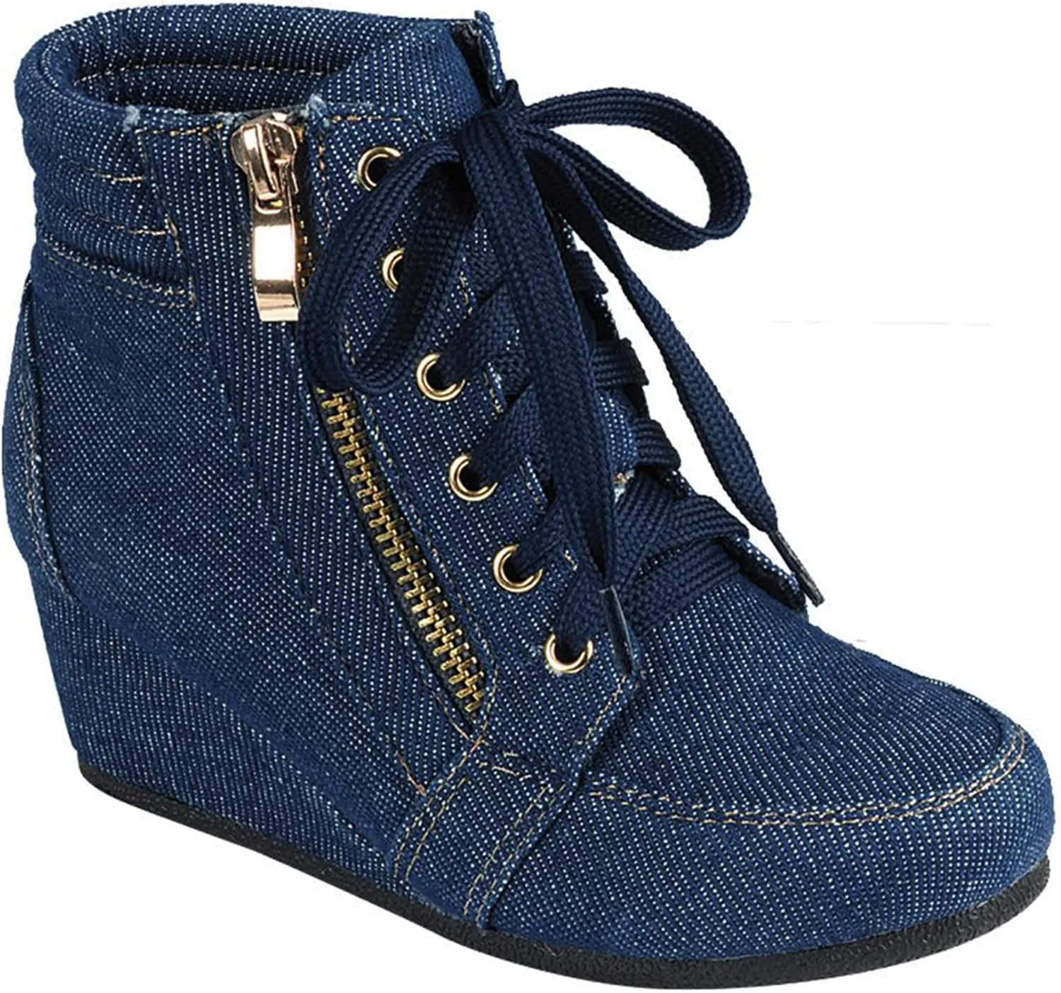 Trends SNJ Women's Fashion Hi Top Wedge Sneakers Ankle Boot Bootie