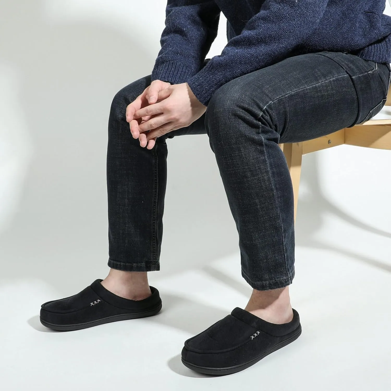 ULTRAIDEAS Men's Nealon Moccasin Clog Slipper, Slip on Indoor/Outdoor House Shoes