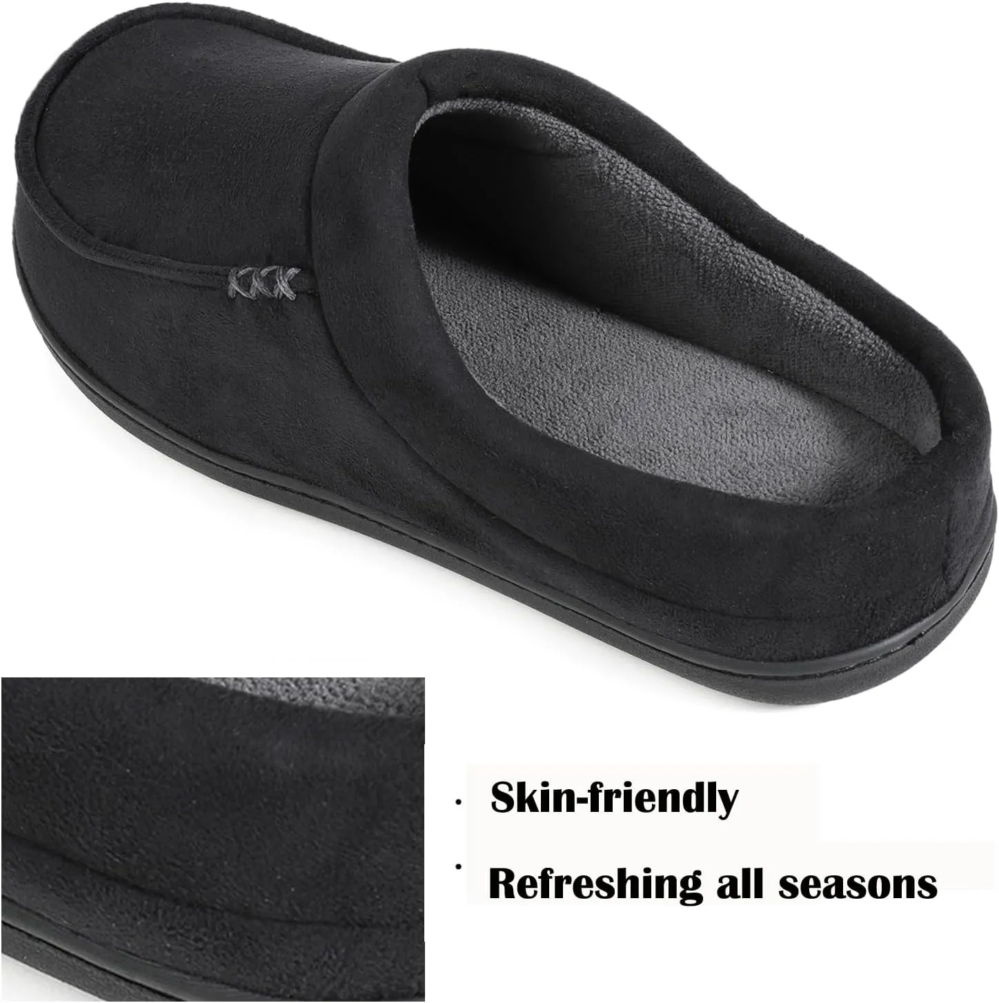 ULTRAIDEAS Men's Nealon Moccasin Clog Slipper, Slip on Indoor/Outdoor House Shoes