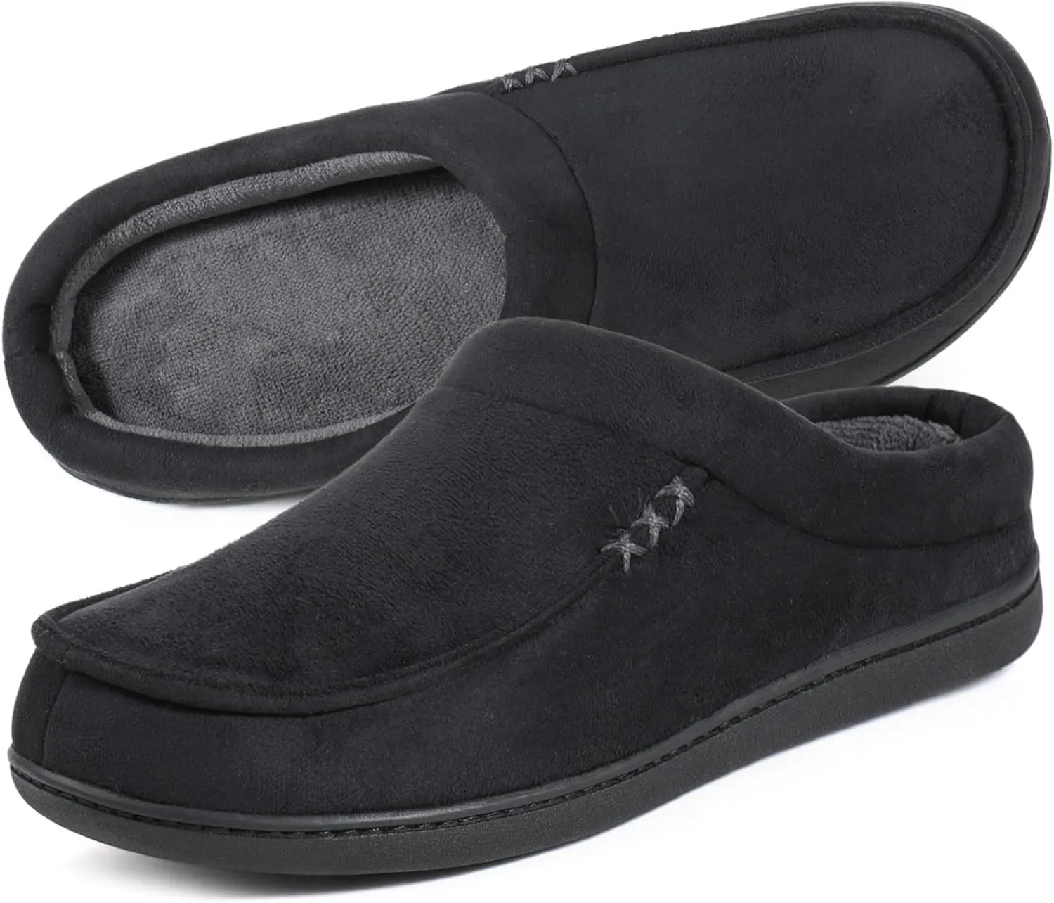 ULTRAIDEAS Men's Nealon Moccasin Clog Slipper, Slip on Indoor/Outdoor House Shoes