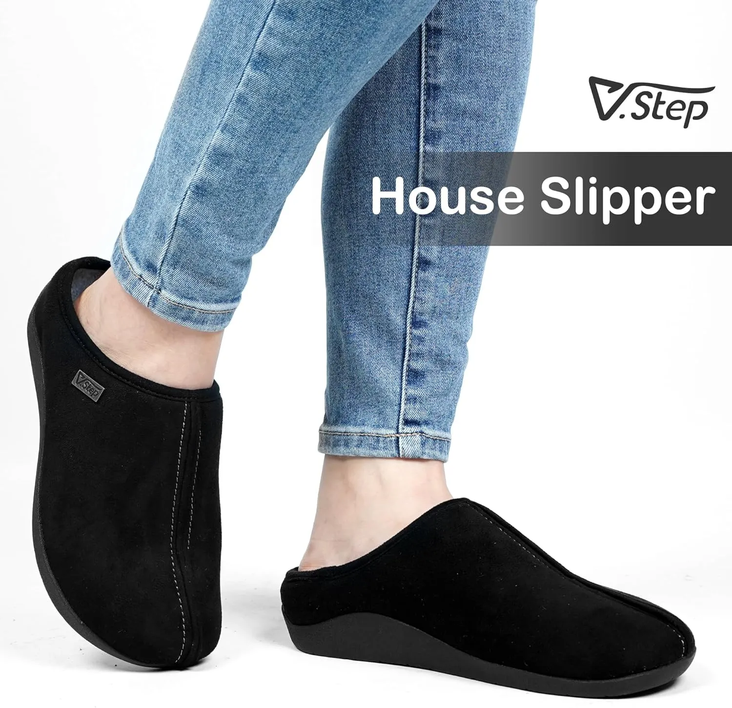 V.Step Orthopedic Slipper for Women Man with Arch Support, Orthotic Clog Slipper for Plantar Fasciitis Pain Relief Comfortable House Slipper with Indoor Outdoor Anti-Skid Rubber Sole