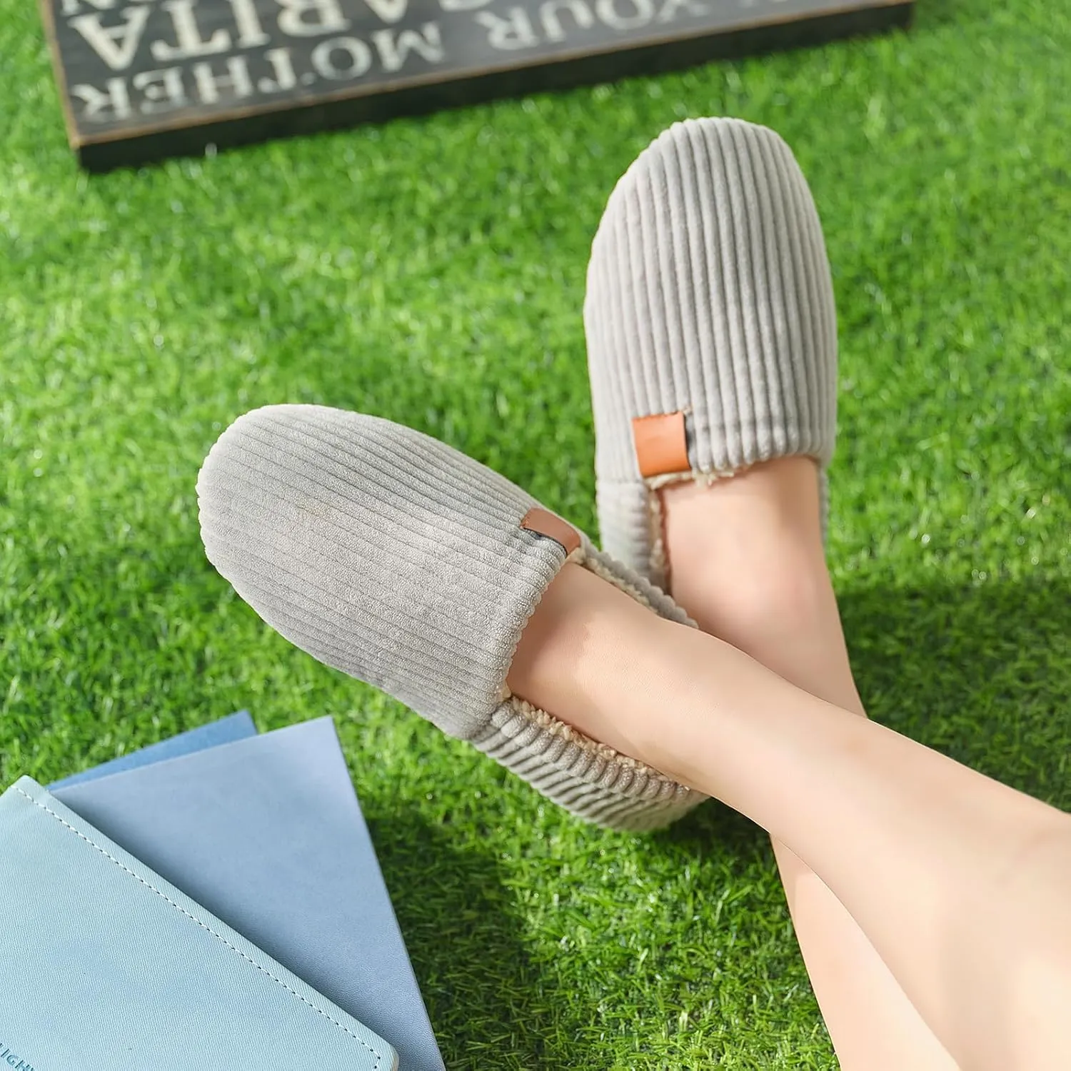 Women's Classic Soft & Fuzzy Slippers - Memory Foam, Cotton, Faux Fur - Grey - Women's Size 11 - Perfect for Christmas, Mothers Day, or Any Occasion